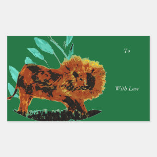 Adesivo Retangular Big Cat Animal Art Lion Personalizado