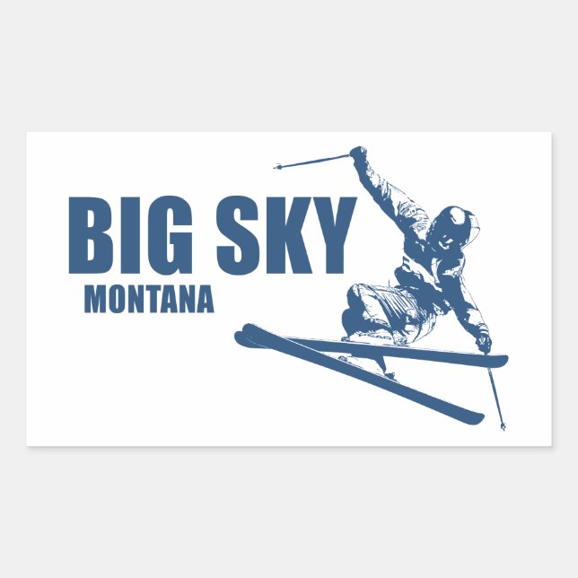 Adesivo Retangular Big Sky Resort Montana Skier (Frente)