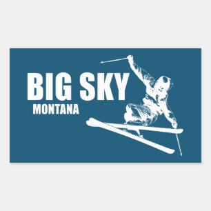 Adesivo Retangular Big Sky Resort Montana Skier