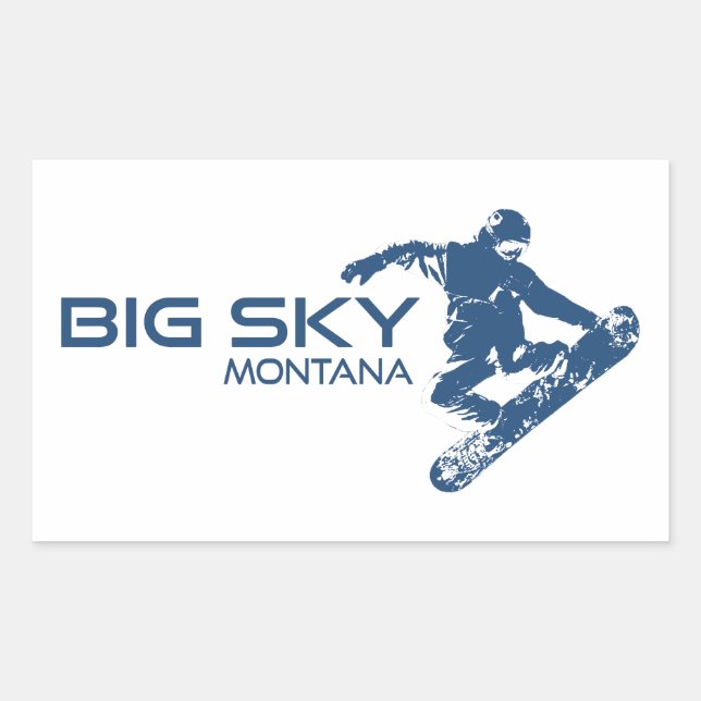Adesivo Retangular Big Sky Resort Montana Snowboarder (Frente)