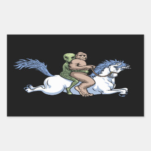 Adesivo Retangular Bigfoot, alienígena, unicórnio