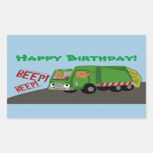 Adesivo Retangular Birthday Trash Truck