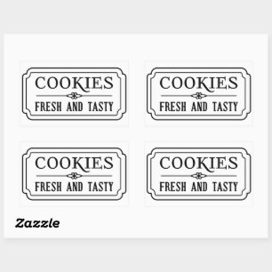 Adesivo Retangular Biscoitos Vintage Padaria Fresca e Deliciosa Desig