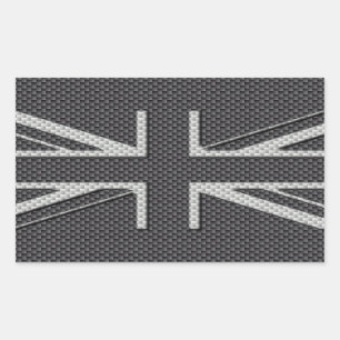 Adesivo Retangular Black & Cinza Carbon Fiber UK Flag Union Jack