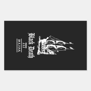 Adesivo Retangular Black Death 777 - Ol ships Rum