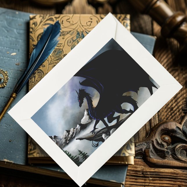 Adesivo Retangular Black Dragon Fantasy Blue Mounts (Criador carregado)