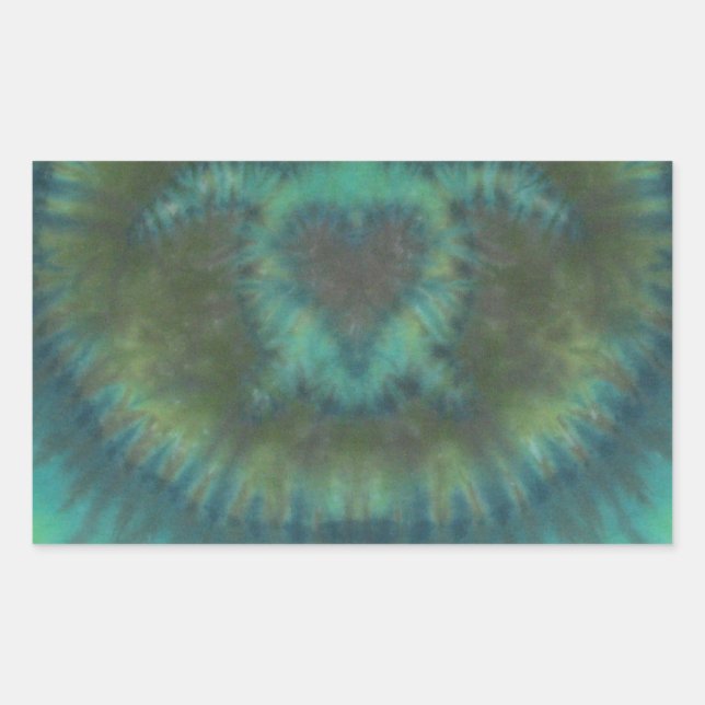 Adesivo Retangular Black Green Love Turtles Heart Tie Dye (Frente)