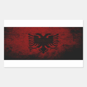 Adesivo Retangular Black Grunge Albânia Flag
