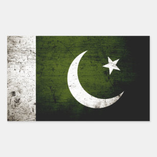 Adesivo Retangular Black Grunge Pakistan Flag