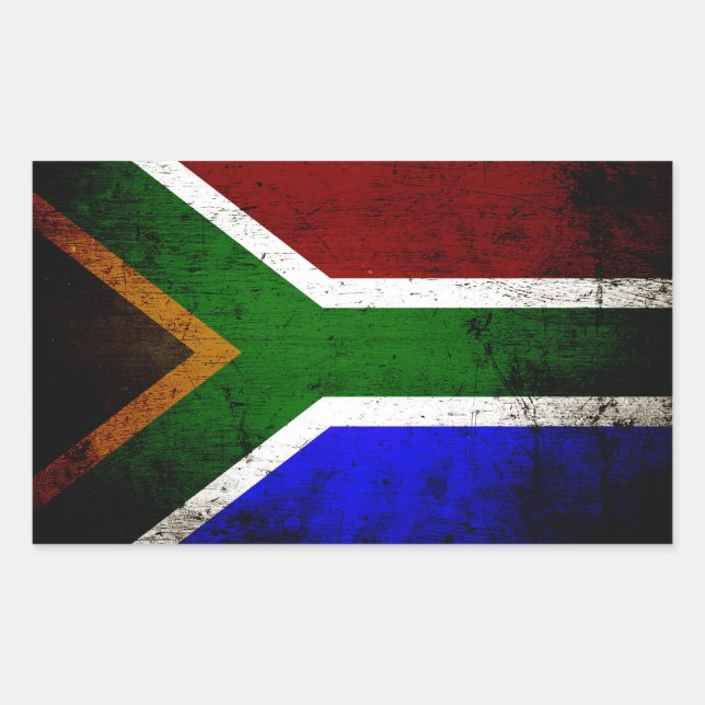 Adesivo Retangular Black Grunge South Africa Flag (Frente)