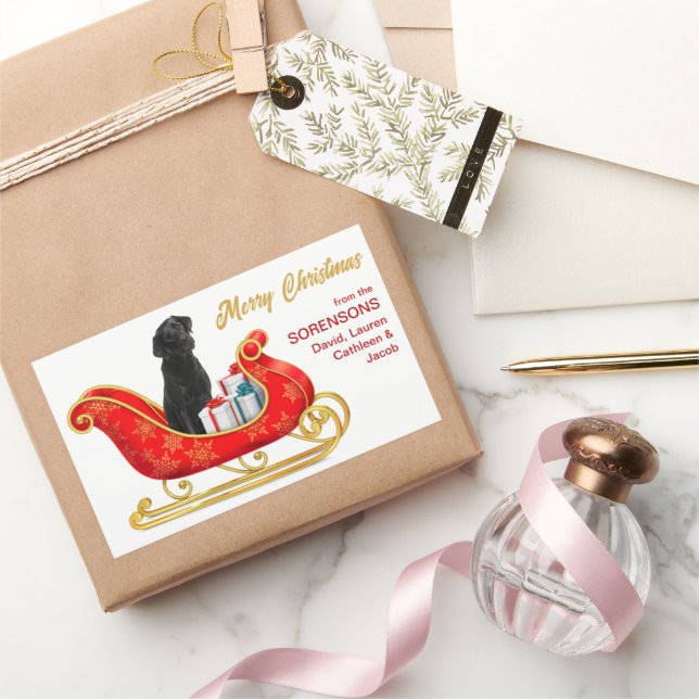 Adesivo Retangular Black Labrador Retriever Cachorro de Natal (Presentear)