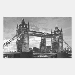 Adesivo Retangular Black White Tower Bridge UK Viagem