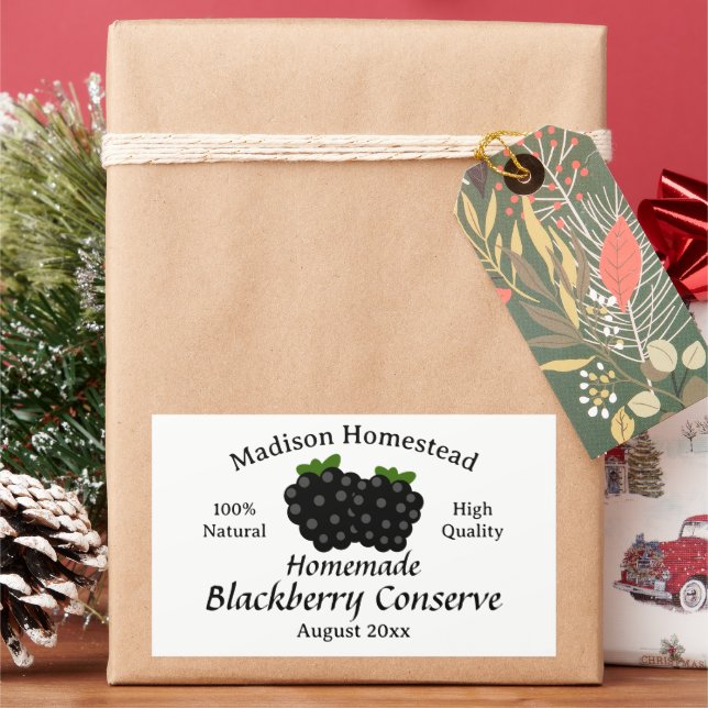 Adesivo Retangular Blackberry Jelly Conservar Jam Jar modelo (Feriado)