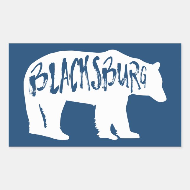 Adesivo Retangular Blacksburg Virginia Bear (Frente)