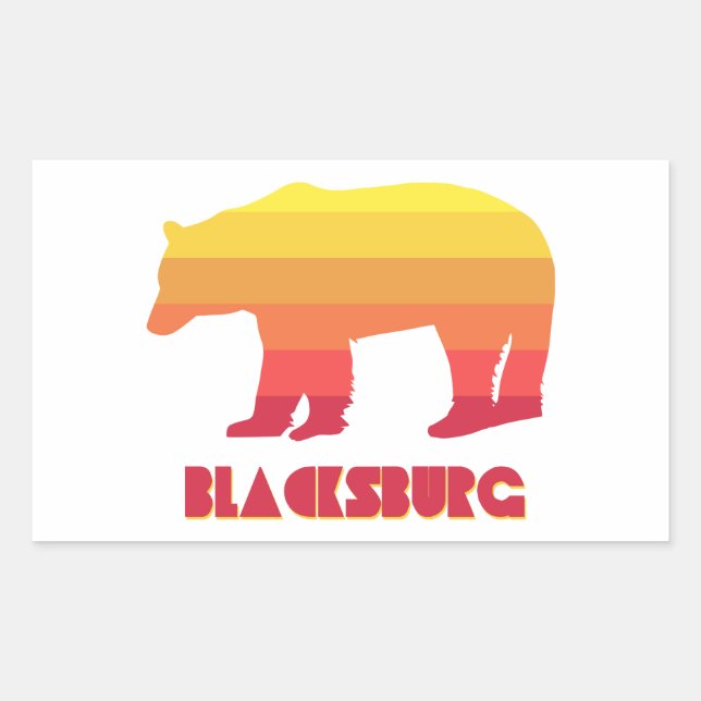 Adesivo Retangular Blacksburg Virginia Rainbow Bear (Frente)