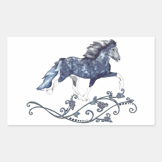 Adesivo Retangular Blámóða Cavalo Islandês Azul (Frente)
