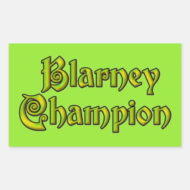 Adesivo Retangular Blarney Champion vinhetas de retângulo verde (Frente)