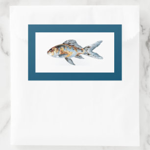 Adesivo Retangular Blue and Orange Shubunkin Goldfish Art