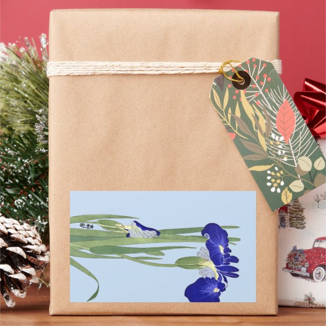 Adesivo Retangular Blue Irises de Ohara Koson (Feriado)