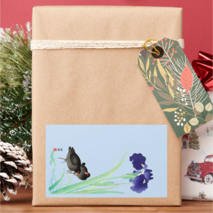 Adesivo Retangular Blue Irises e Moorgalinhas por Ohara Koson