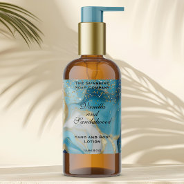 Adesivo Retangular Blue Marble & Gold Glitter Cosmetics Bottle Label