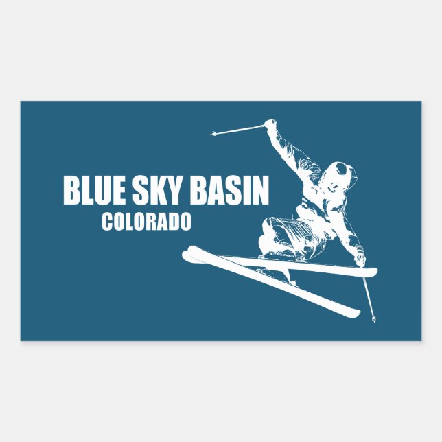 Adesivo Retangular Blue Sky Basin Colorado Skier (Frente)