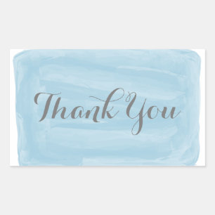 Adesivo Retangular Blue Watercolor - Obrigado, Stickers