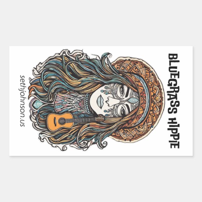 Adesivo Retangular Bluegrass Hippie Sticker (Frente)