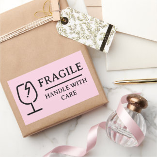 Adesivo Retangular Blush Pink Professional Fragile Handle With Care