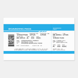 Adesivo Retangular Boarding Pass (blue)
