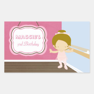 Adesivo Retangular Boas festas de aniversario de meninas de bailarina