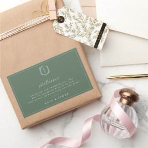 Adesivo Retangular Boas-vindas ao Monograma do Crest Botânico