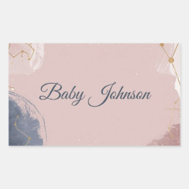 Adesivo Retangular Boho Celestial Baby Shower Favor Tag | Gold Moon