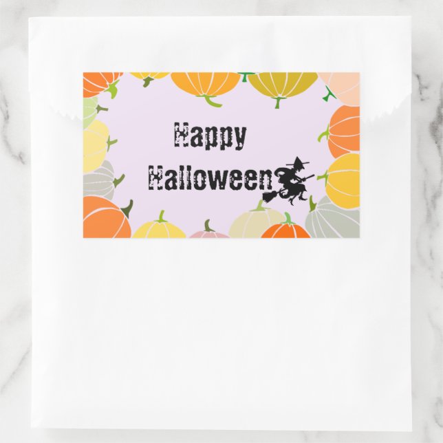 Adesivo Retangular Bolachas Laranja da Bruxa Voadora Spooky (Bolsa)