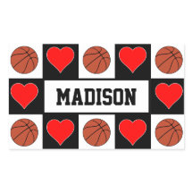 Bolas de basquete e corações Nome personalizado do