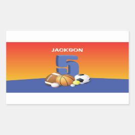 Adesivo Retangular Bolas de Esportes de Aniversário 5