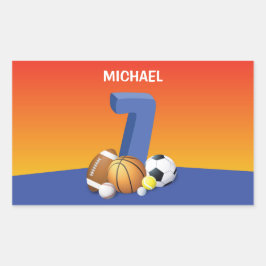 Adesivo Retangular Bolas de Esportes de Aniversário 7