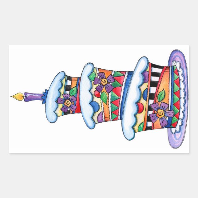 Adesivo Retangular Bolo de aniversário (Frente)