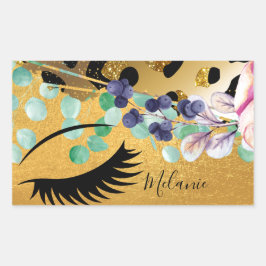 Adesivo Retangular Bonito Glitter Dourada Impressão Animal Chamada Gl