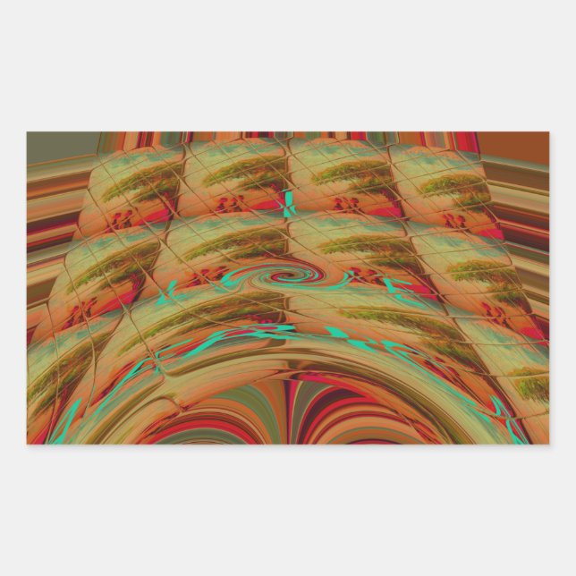 Adesivo Retangular Bonito Ouro Tradicional Africano Brown Motif (Frente)