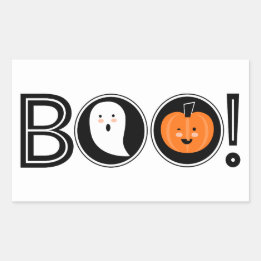 Adesivo Retangular Boo! Vinheta Halloween