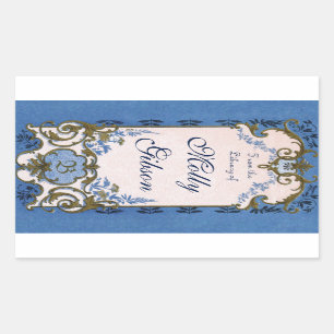 Adesivo Retangular Bookplate azul de Marie Antoinette