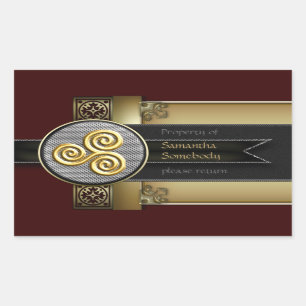 Adesivo Retangular Bookplate decorativo de Triskele