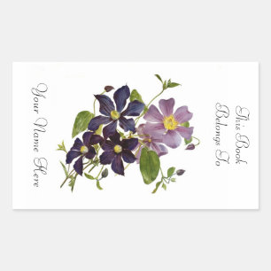 Adesivo Retangular Bookplate floral