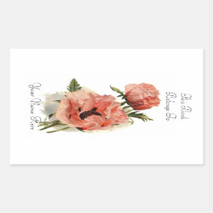 Adesivo Retangular Bookplate floral