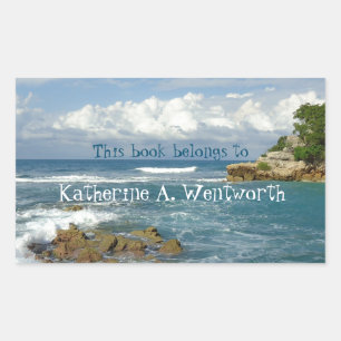 Adesivo Retangular Bookplate personalizado Seascape de Labadie