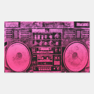 Adesivo Retangular boombox cor-de-rosa