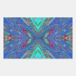 Adesivo Retangular Borboleta Abstrata Azul e Vermelha Trippy Retro