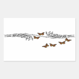 Adesivo Retangular Borboletas e esqueletos