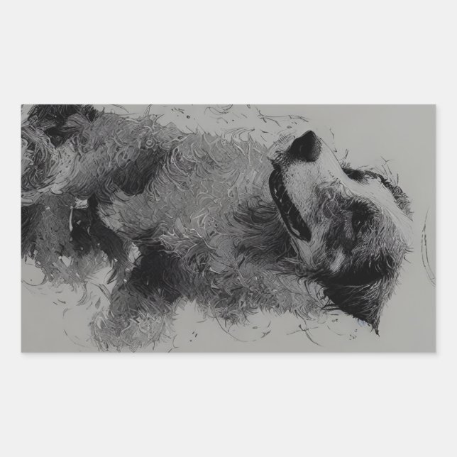 Adesivo Retangular border collie drawing second (Frente)